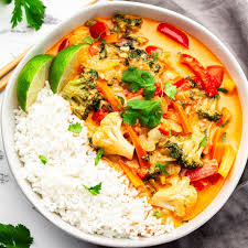 Thai Red Curry Vegetables and Rice GF DF V